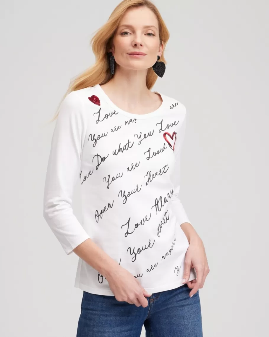 Chico's Embroidered Love Note Tee