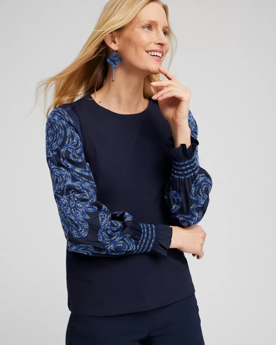 Chico's Embroidered Sleeve Top