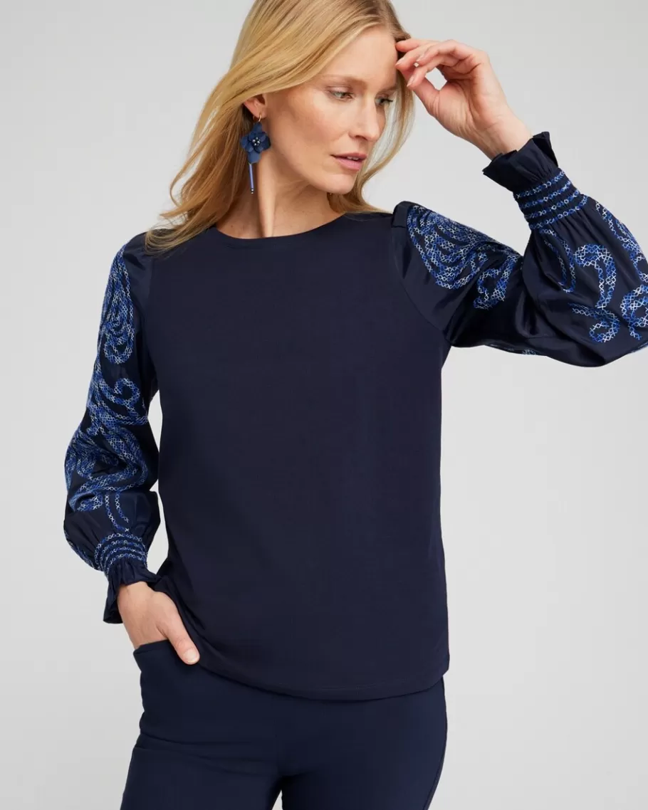 Chico's Embroidered Sleeve Top