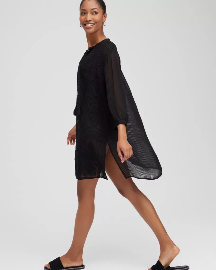 Chico's Embroidered Swim Dress Coverup