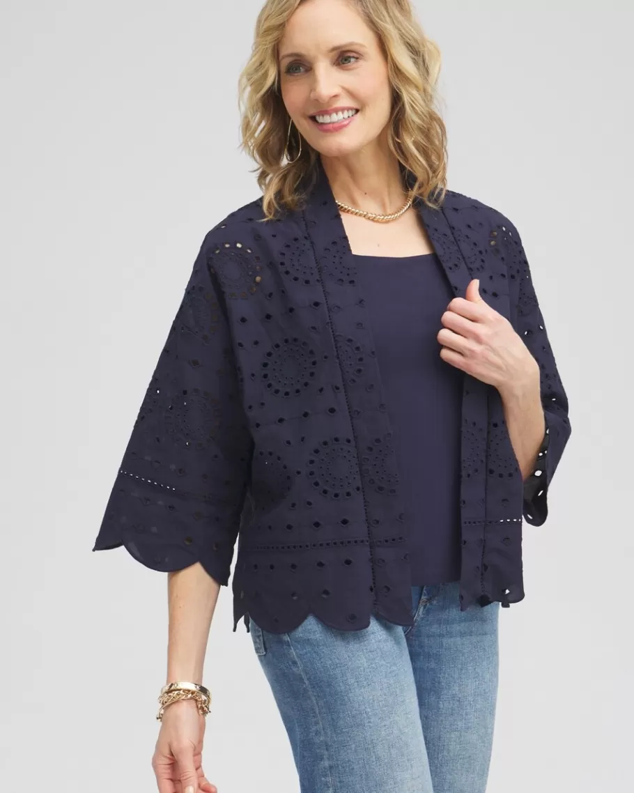 Chico's Eyelet Short Kimono