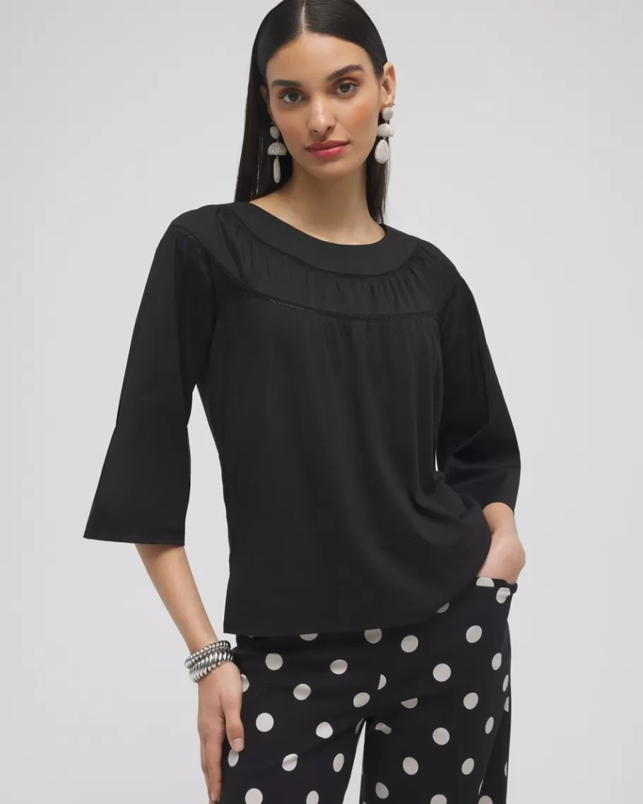 Chico's Eyelet Trim Top