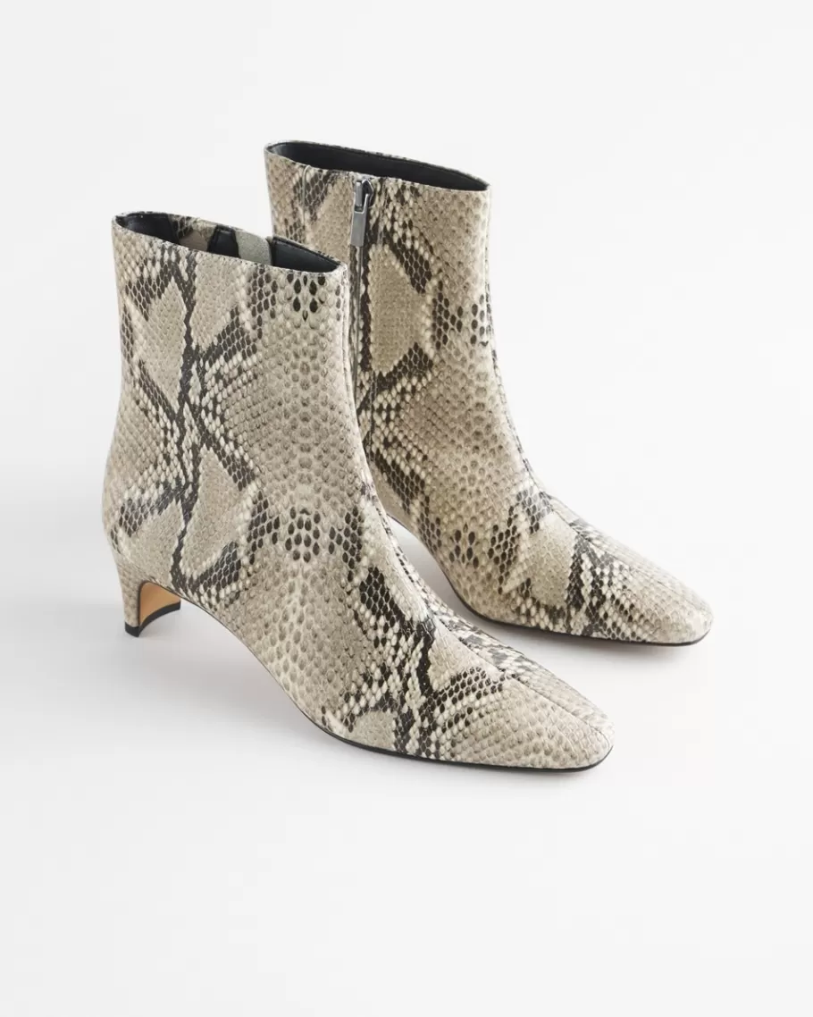 Chico's Faux Snakeskin Skinny Heel Ankle Boot