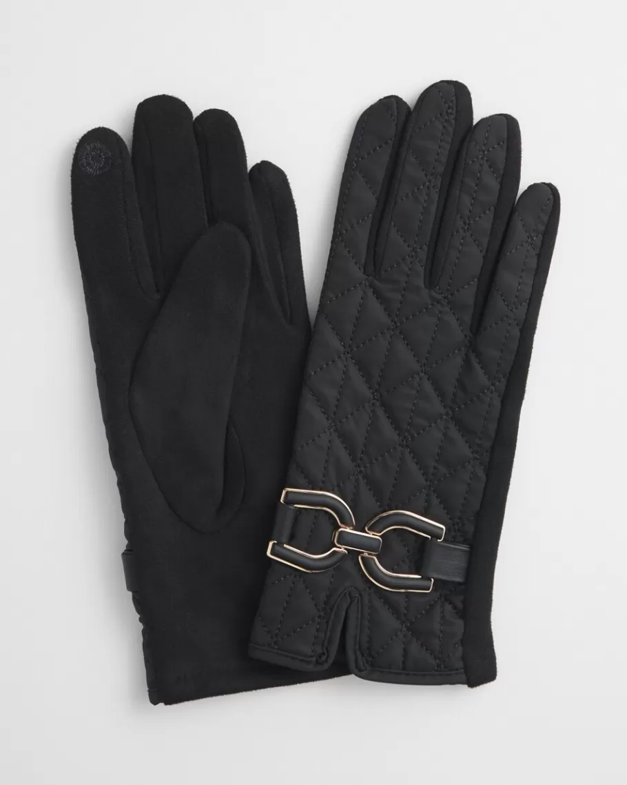 Chico's Faux Suede Quilted Gloves