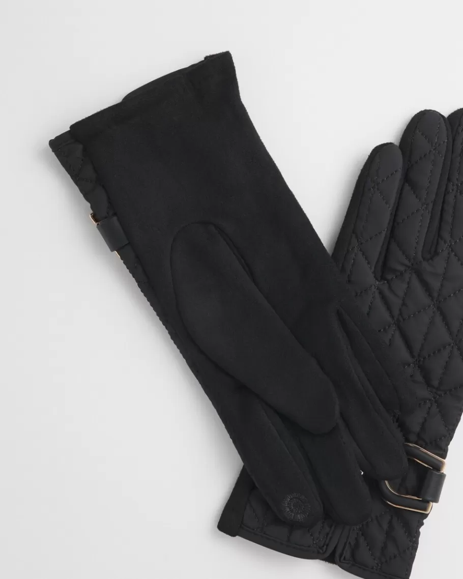 Chico's Faux Suede Quilted Gloves