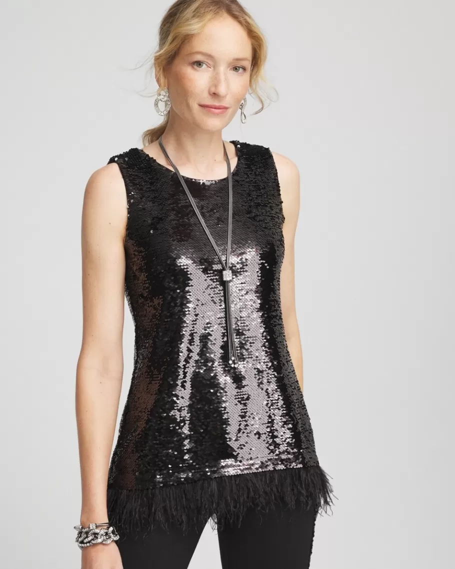 Chico's Faux-Feather Sequin Tank