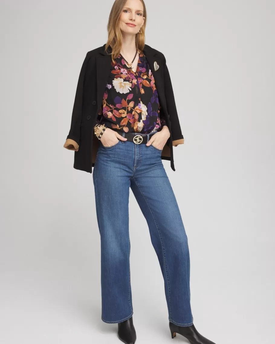 Chico's Floral Burnout Blouse