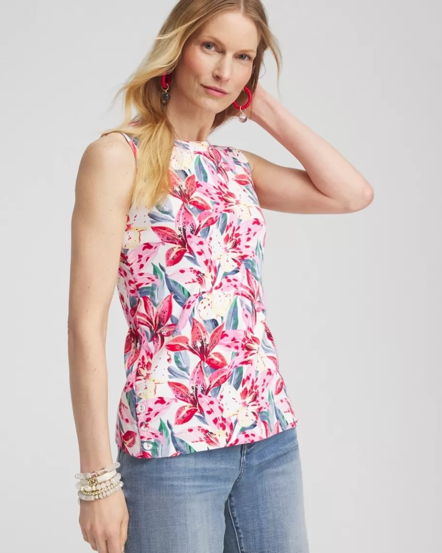 Chico's Floral Button Detail Tank