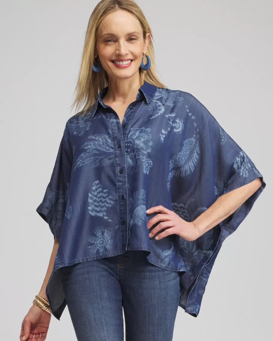 Chico's Floral Button Front Poncho