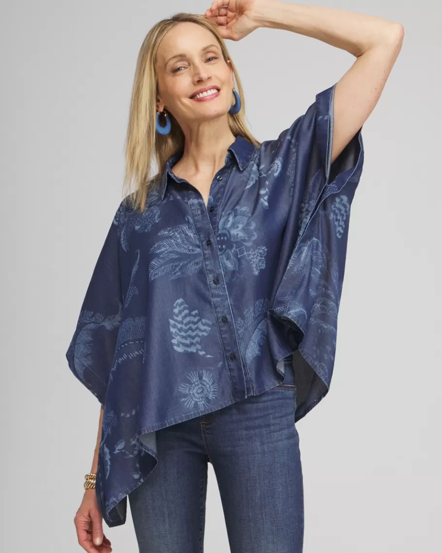 Chico's Floral Button Front Poncho