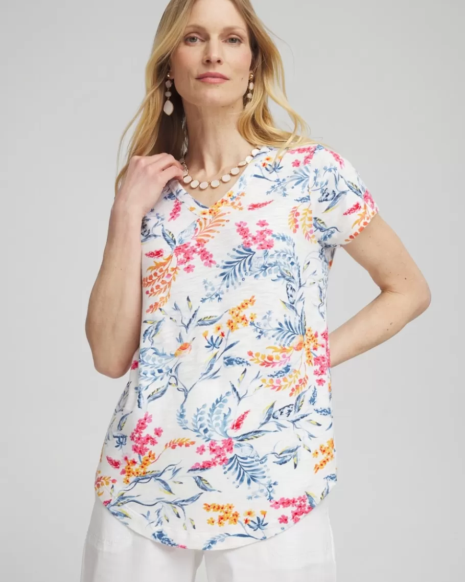 Chico's Floral Cap Sleeve Tee