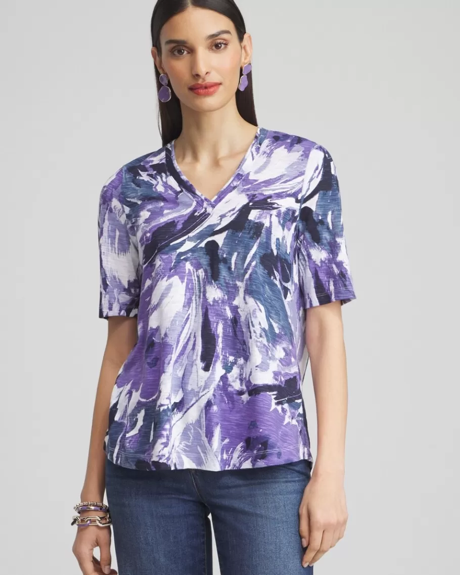 Chico's Floral Elbow Sleeve A-line Tee