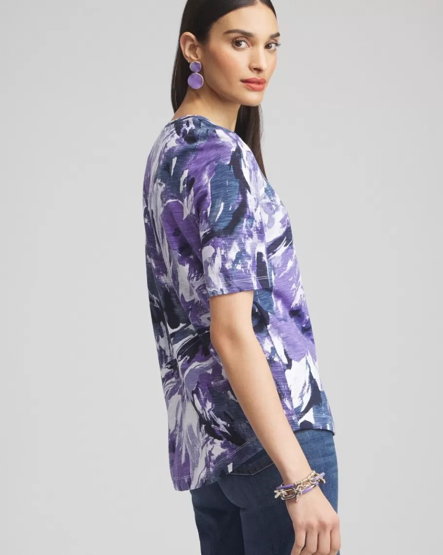 Chico's Floral Elbow Sleeve A-line Tee