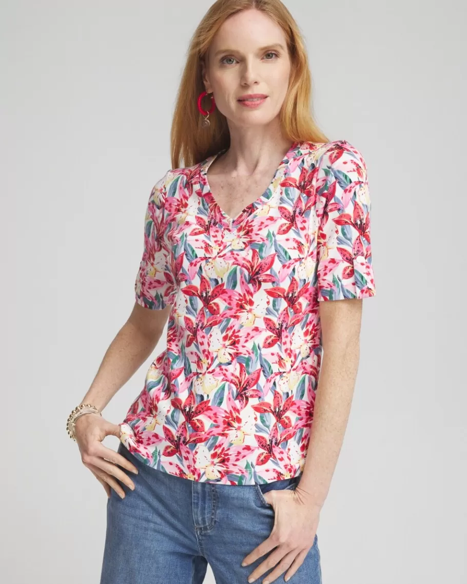 Chico's Floral Everyday V-neck Tee