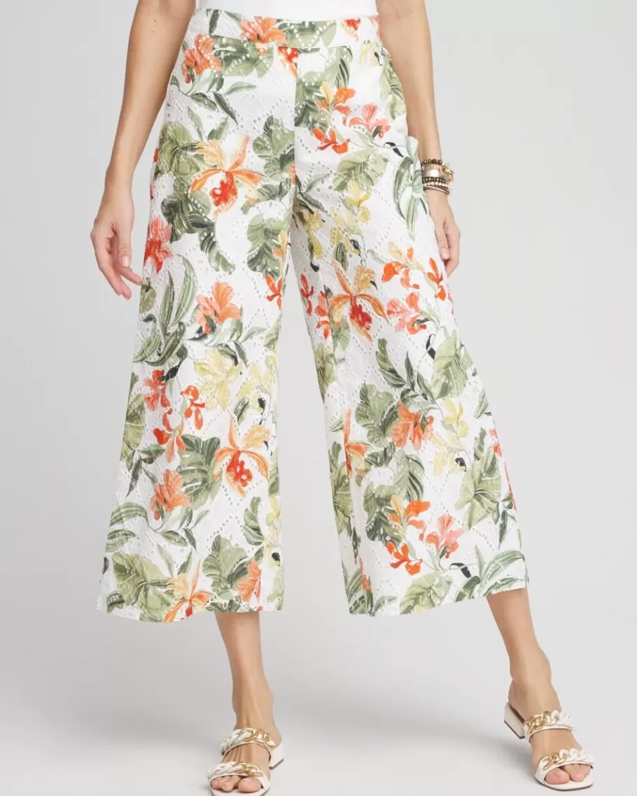 Chico's Floral Eyelet Culotte Pants