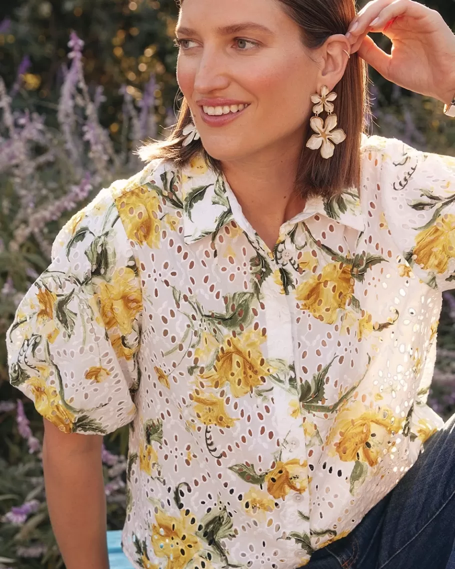 Chico's Floral Eyelet Shirt