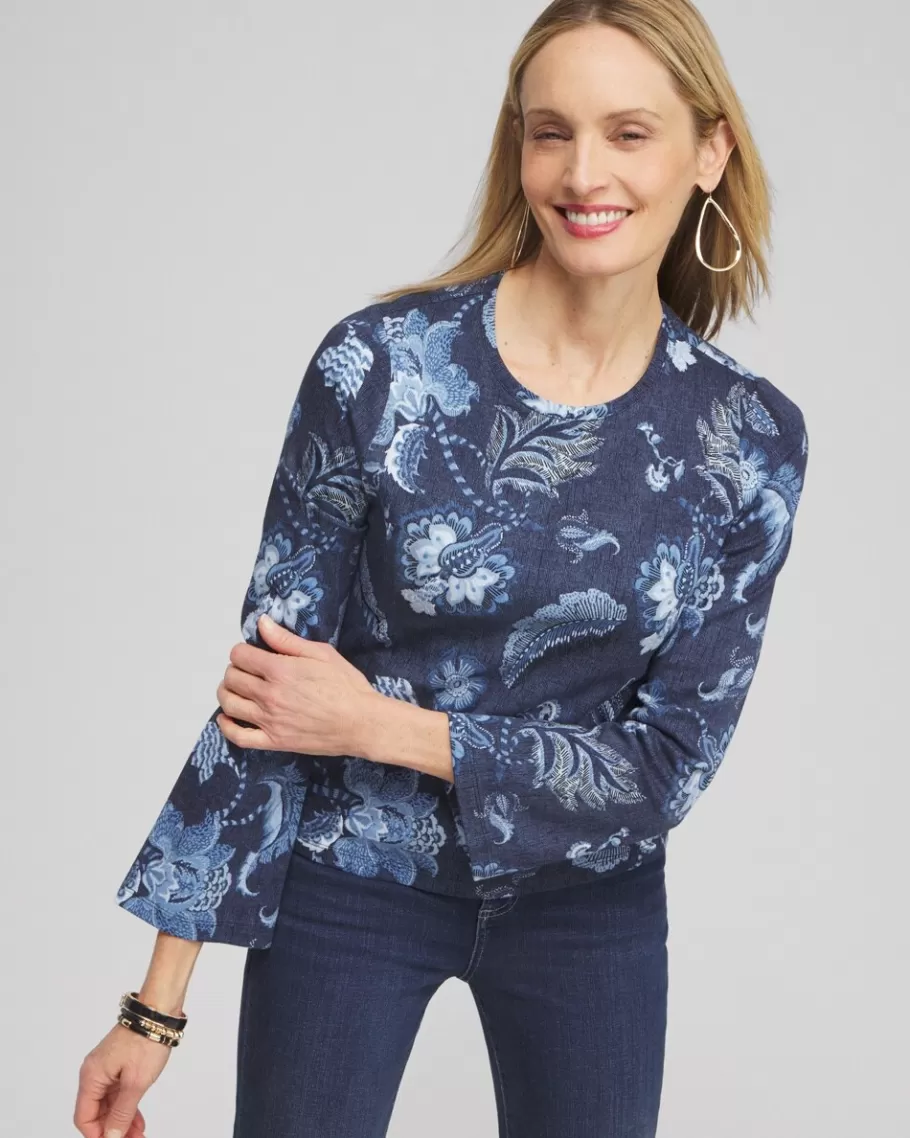 Chico's Floral Long Sleeve Tee