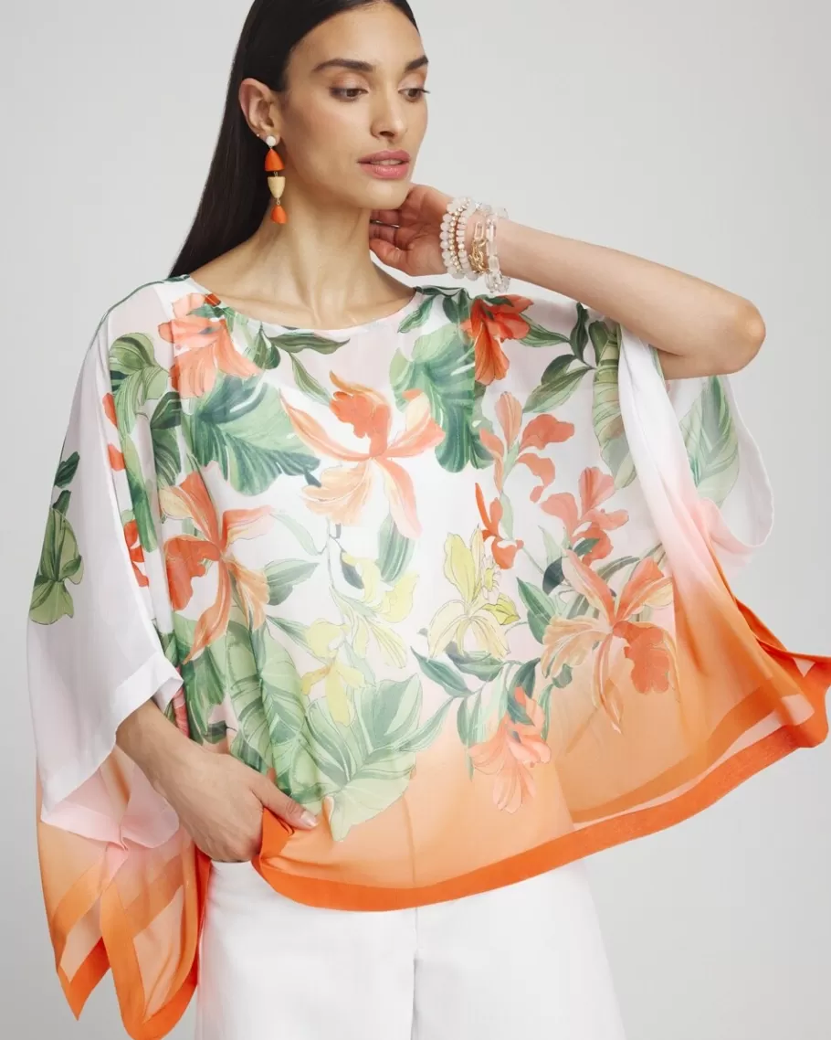 Chico's Floral Ombre Poncho