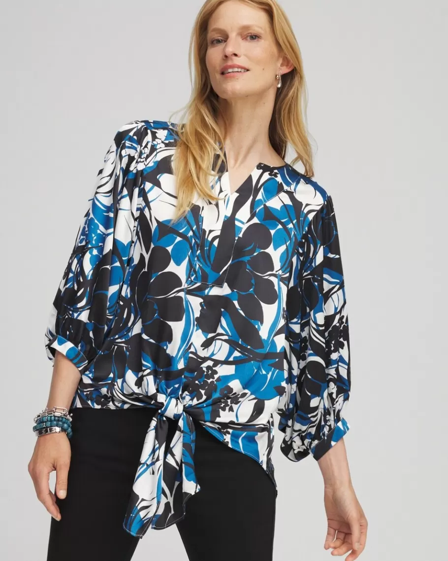 Chico's Floral Tie-Front Blouse