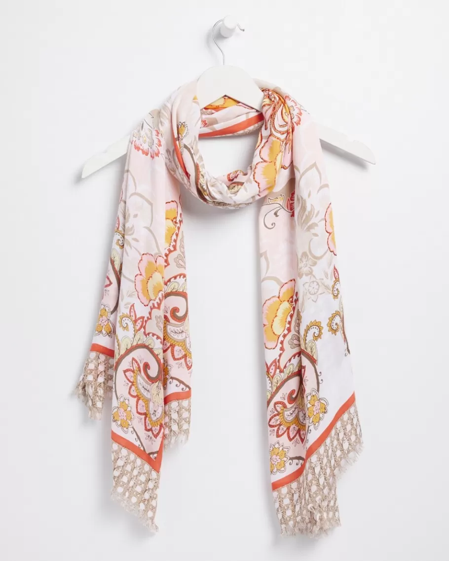 Chico's Floral Tile Oblong Scarf