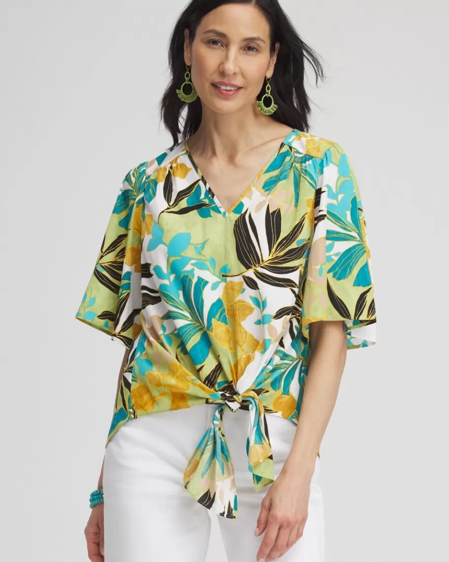 Chico's Flutter Sleeve Tie-Front Top