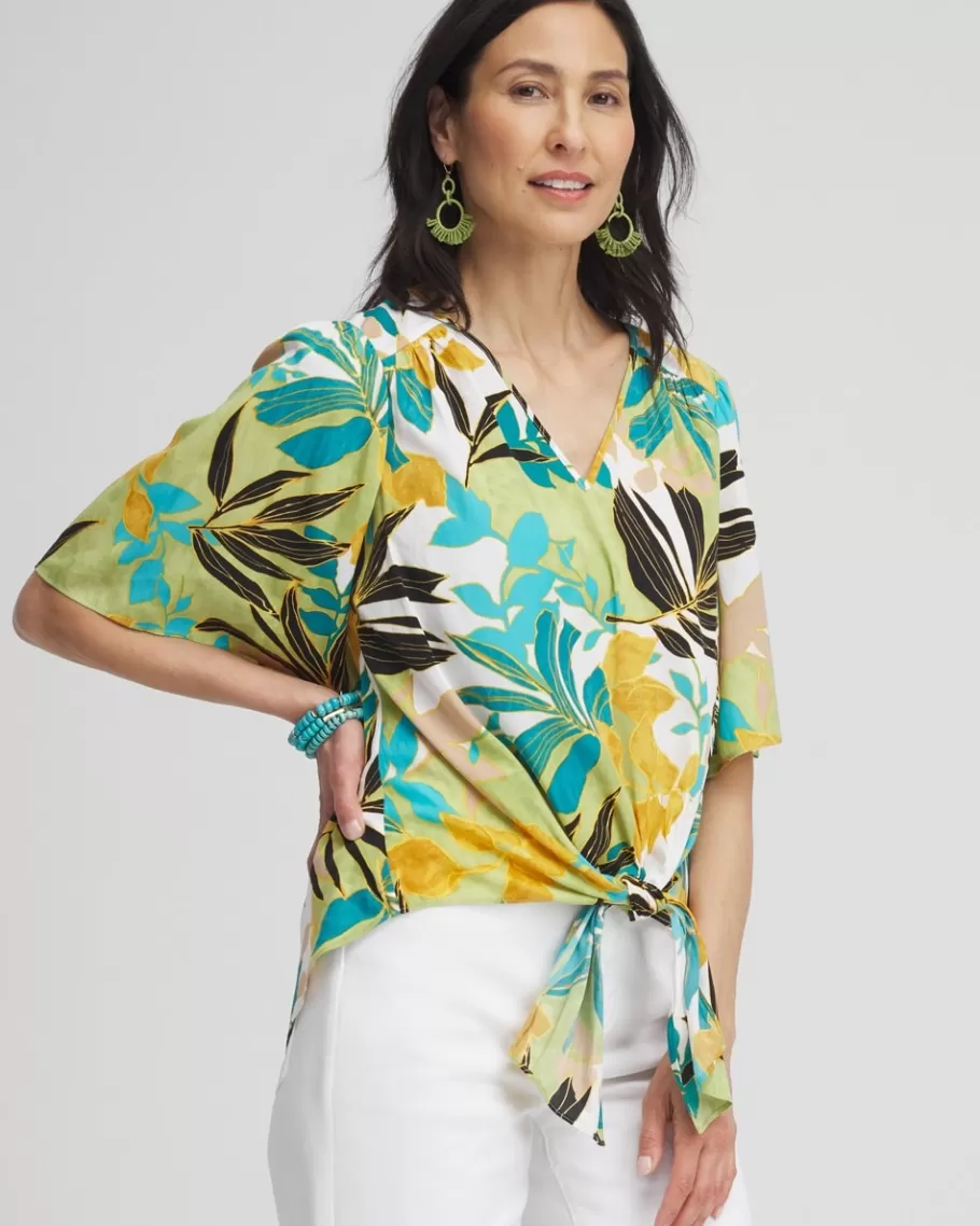 Chico's Flutter Sleeve Tie-Front Top