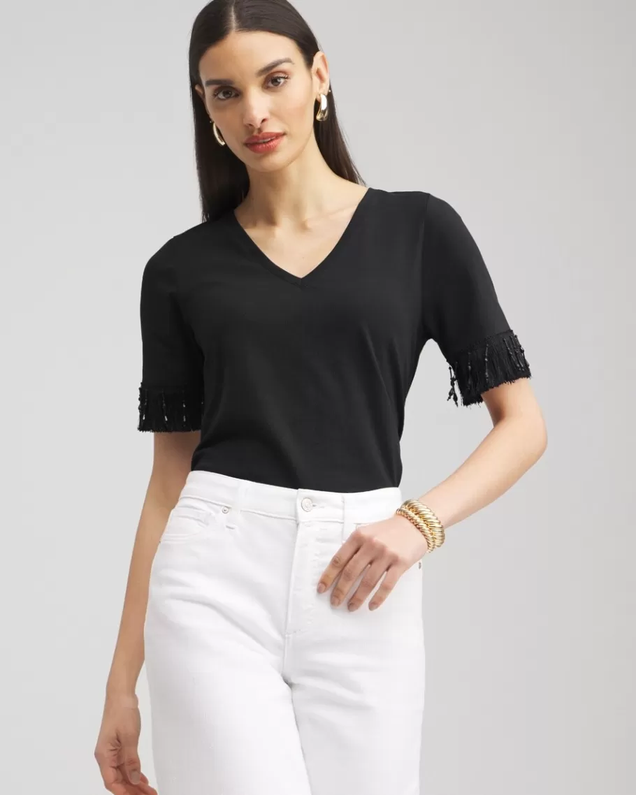 Chico's Fringe Trim Top