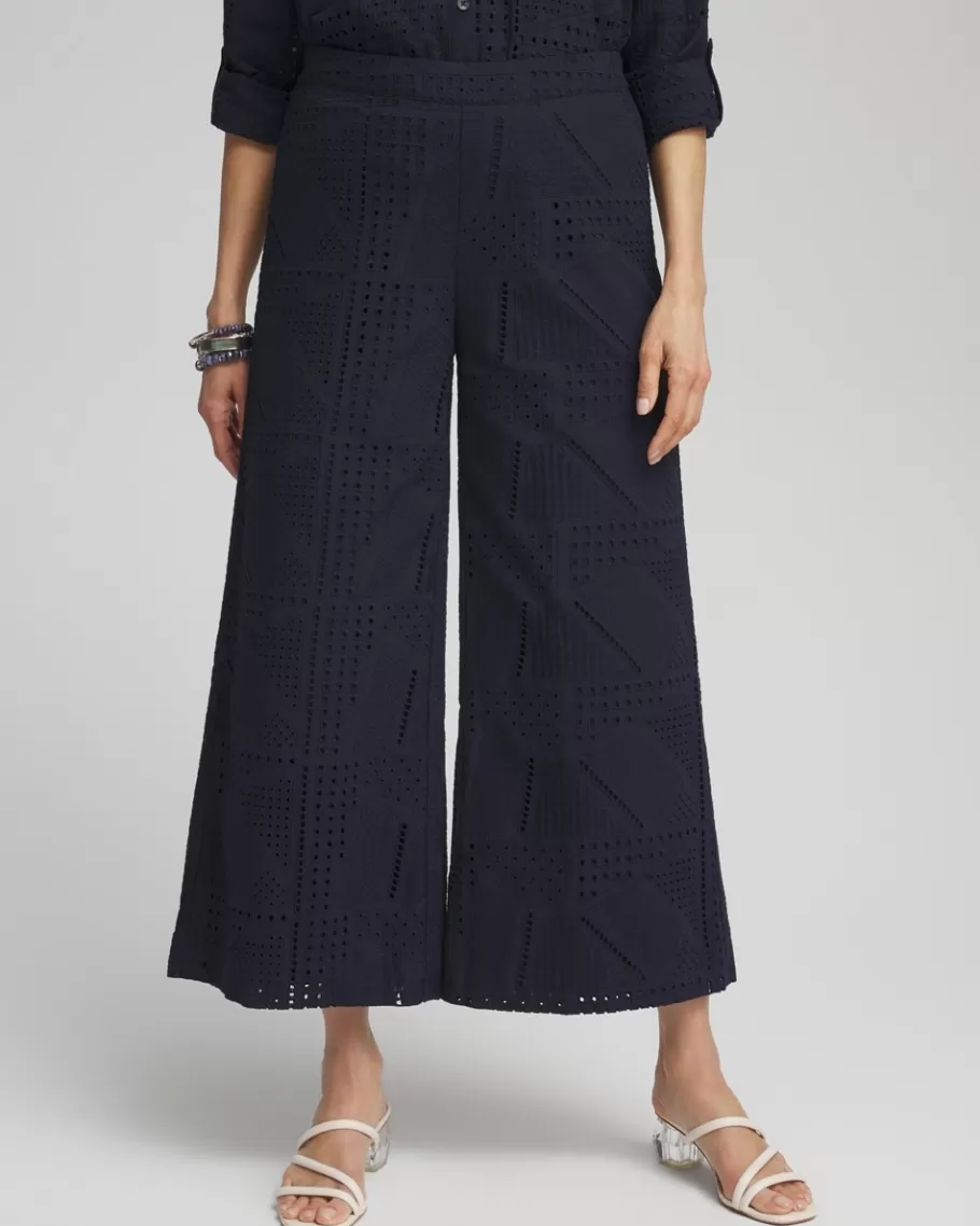 Chico's Geo Eyelet Soft Cropped Pants