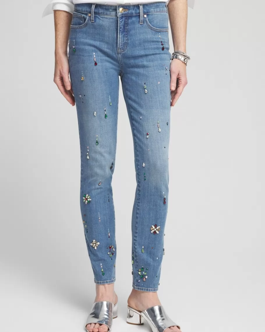 Chico's Girlfriend Embellished Ankle Jeans