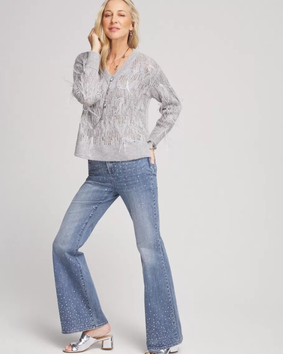 Chico's Girlfriend Embellished Flare Jeans