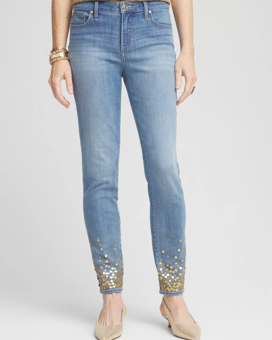 Chico's Girlfriend Sequin Ankle Jeans