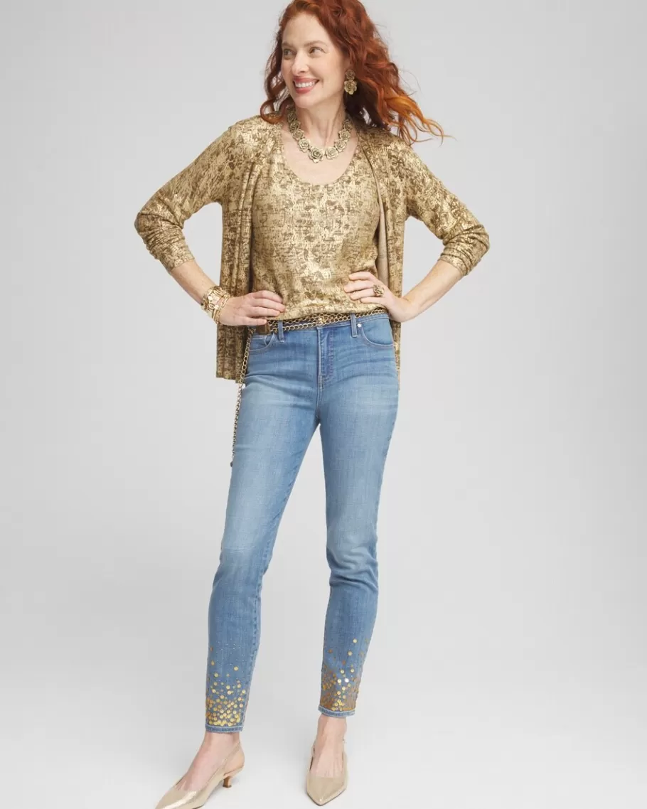 Chico's Girlfriend Sequin Ankle Jeans