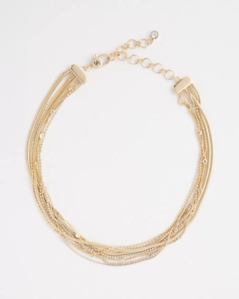 Chico's Tone Multi Strand Collar Necklace