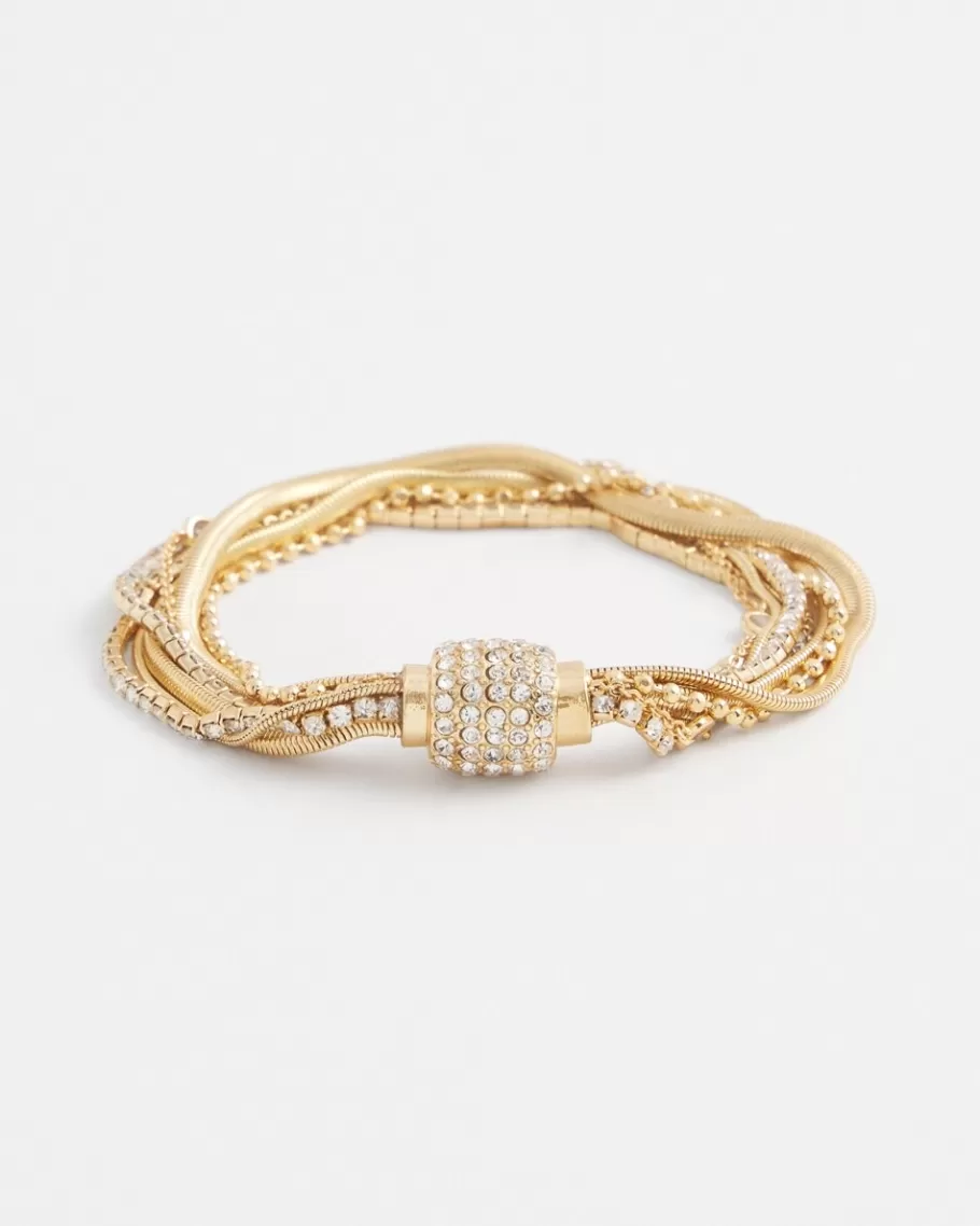 Chico's Tone Multi Strand Pavé Bracelet