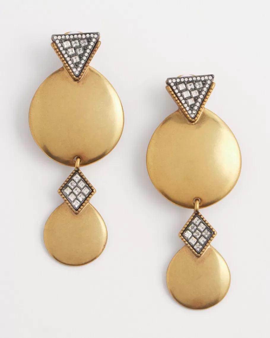 Chico's Tone Pavé Clip On Drop Earrings