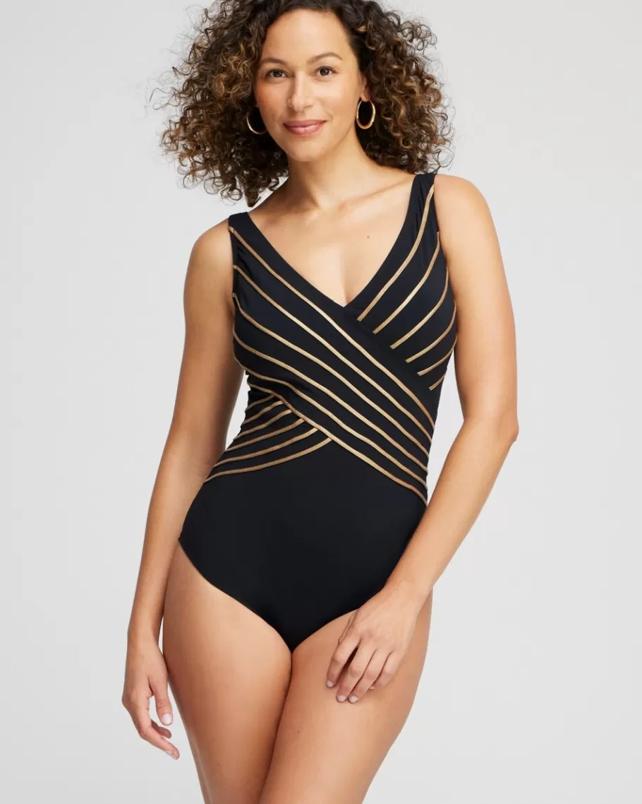 Chico's Gottex V-neck One Piece Swimsuit