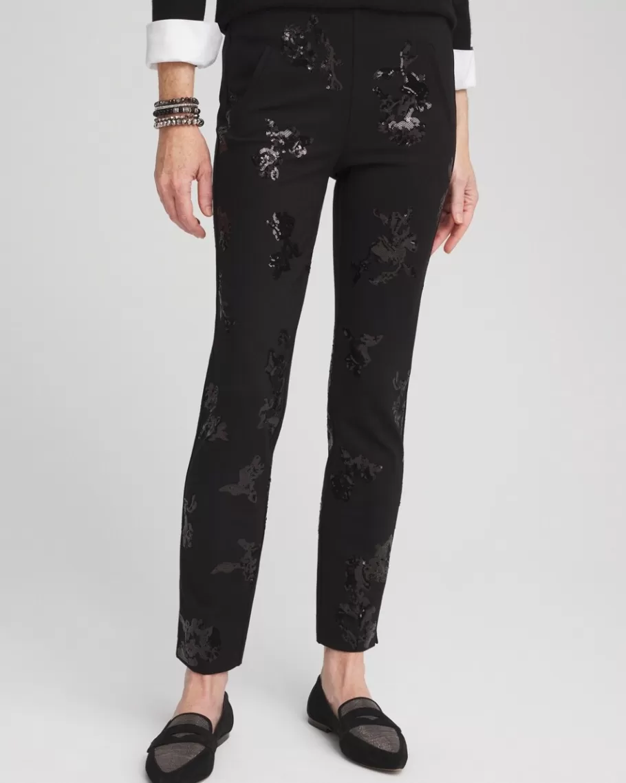 Chico's Juliet Floral Sequin Ankle Pants