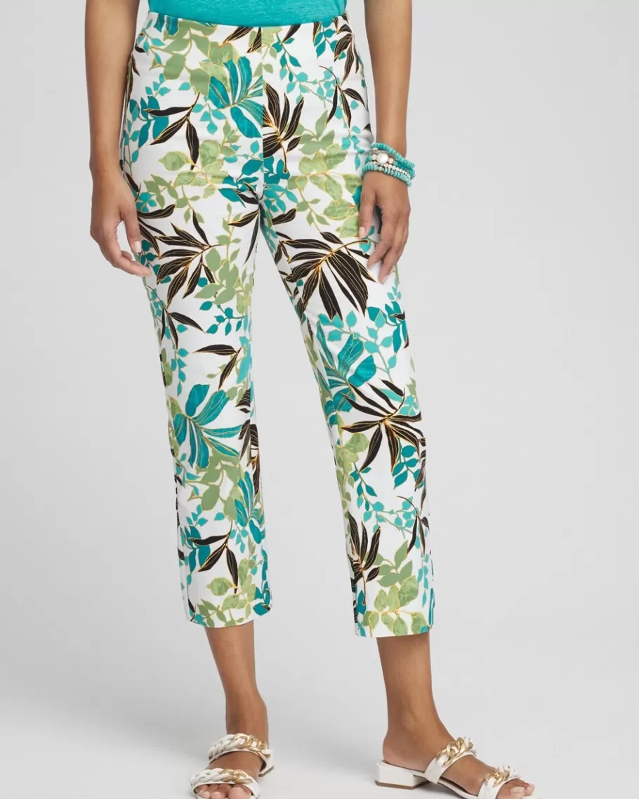 Chico's Juliet Palm Print Straight Cropped Pants