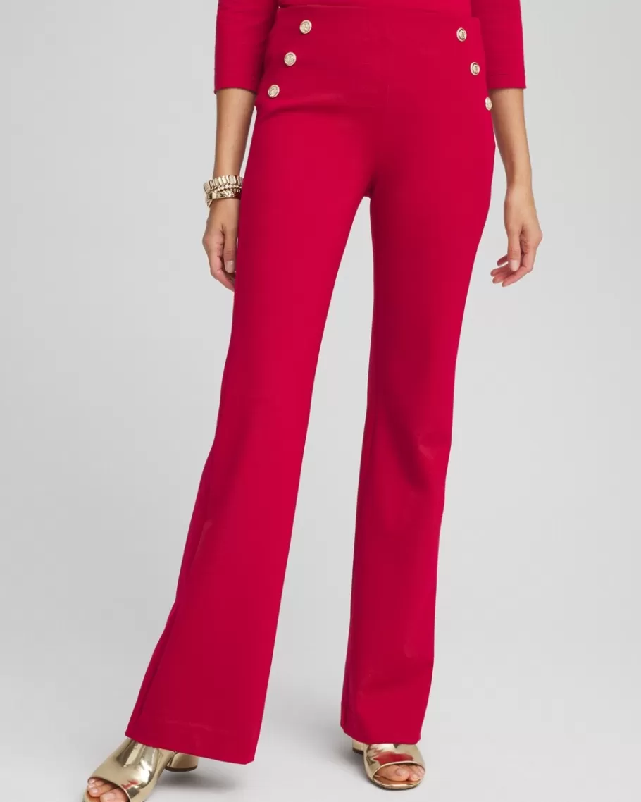 Chico's Juliet Ponte Button Detail Flare Pants