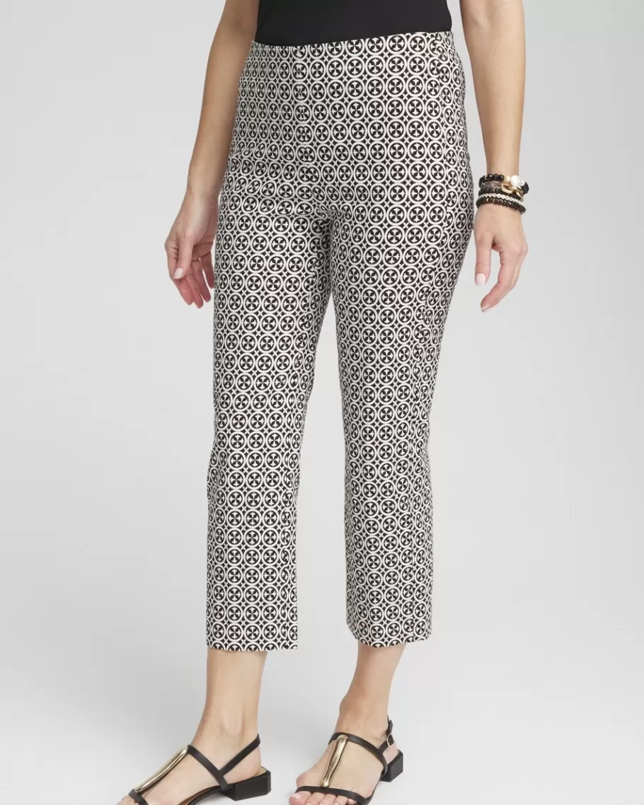 Chico's Juliet Tile Print Straight Cropped Pants