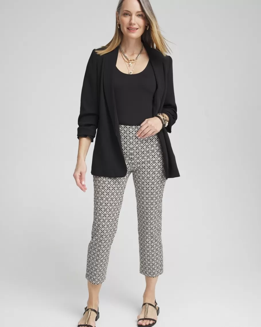 Chico's Juliet Tile Print Straight Cropped Pants