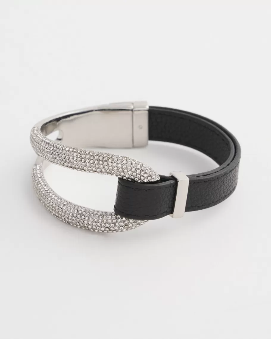 Chico's Leather Pavé Magentic Bracelet