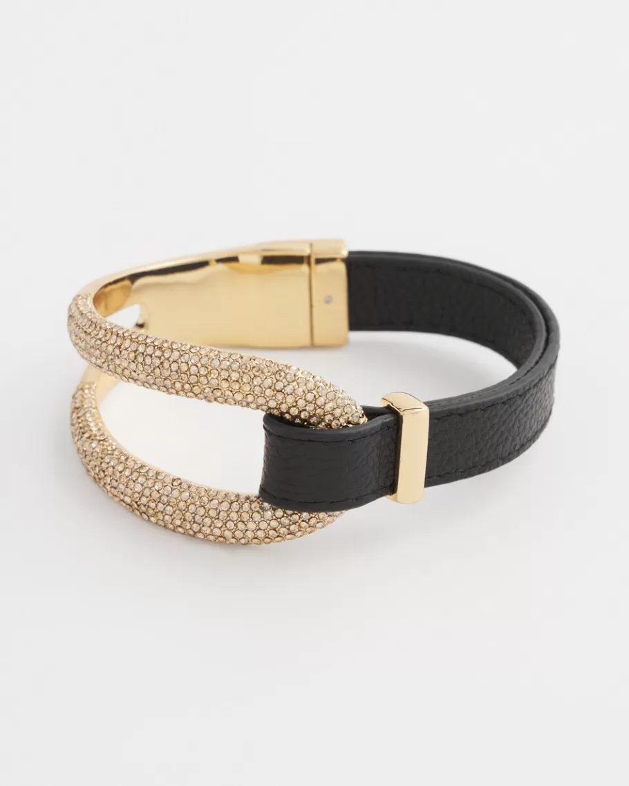 Chico's Leather Pavé Magentic Bracelet