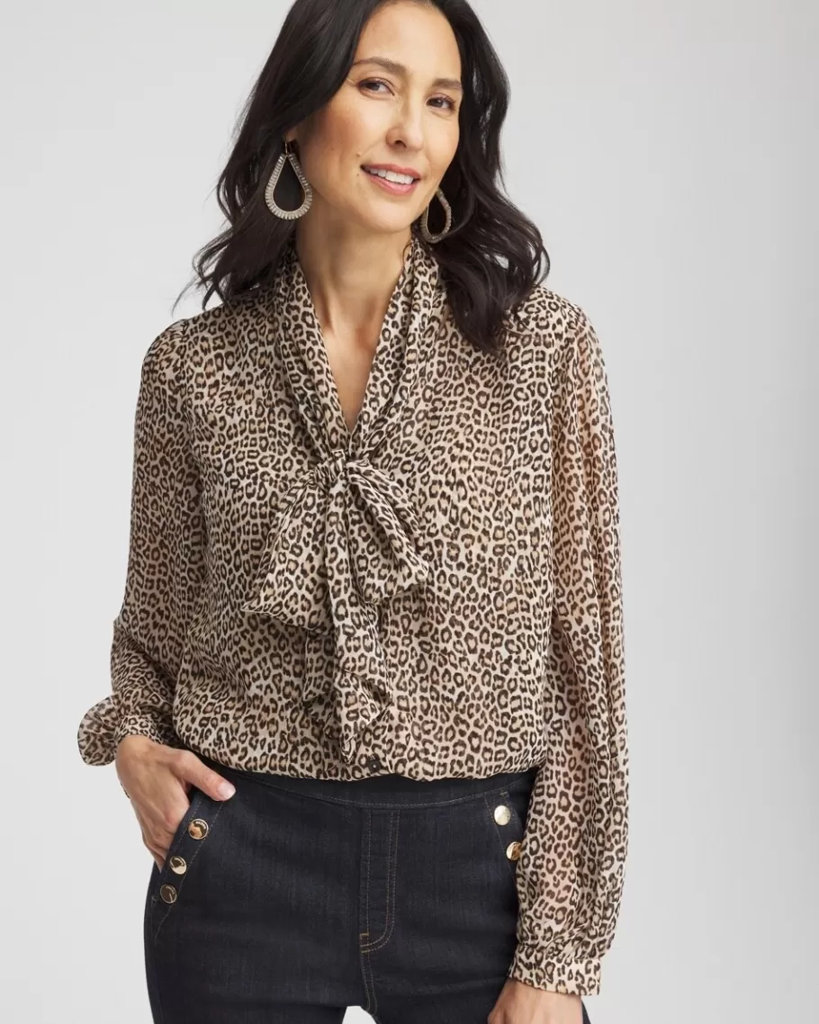 Chico's Leopard Print Bow Blouse