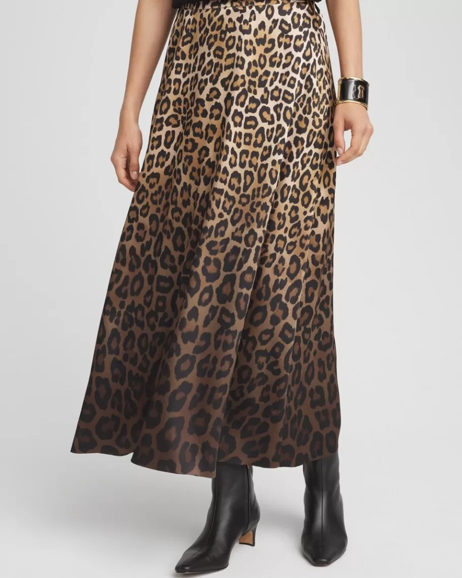 Chico's Leopard Stretch Satin Skirt