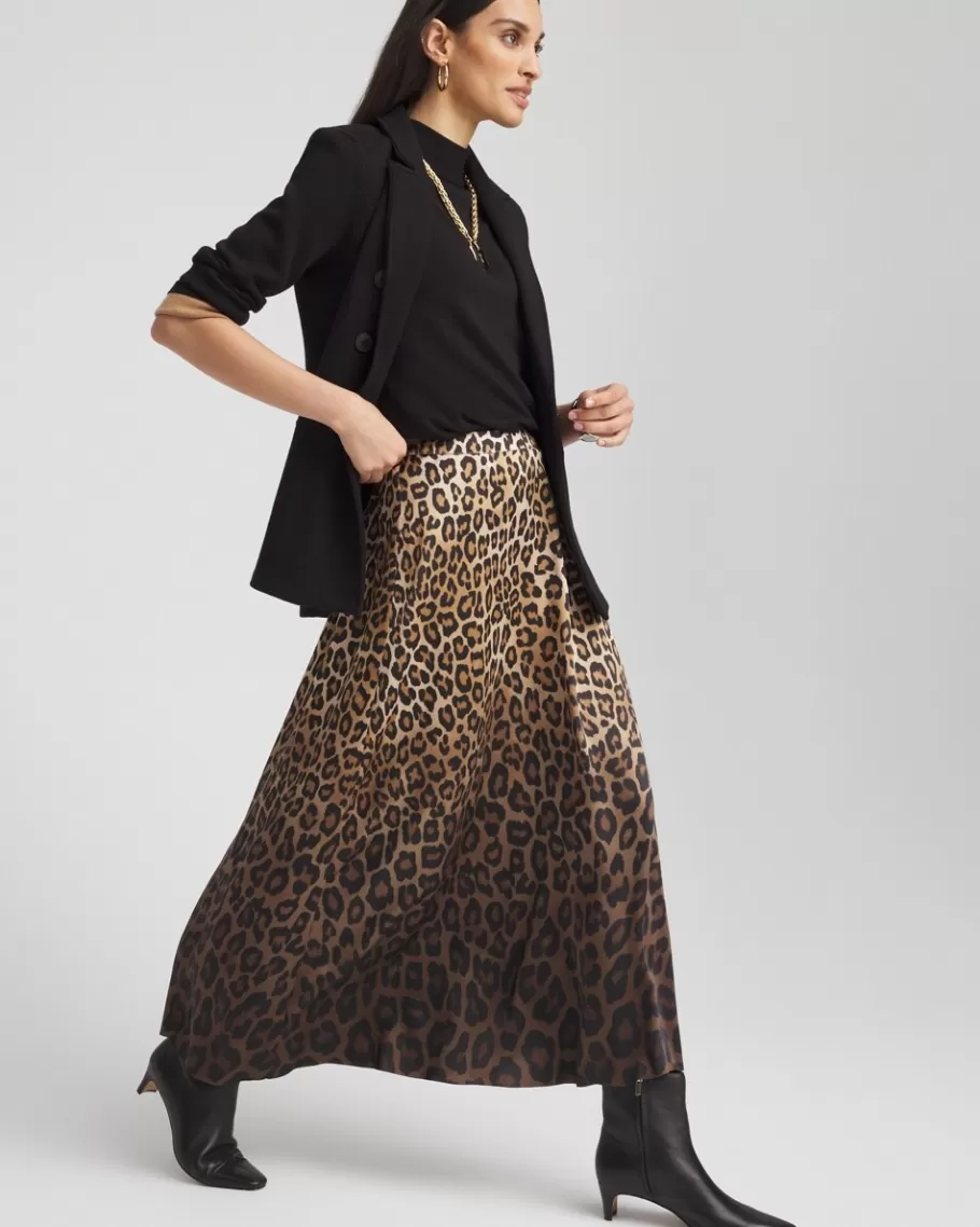 Chico's Leopard Stretch Satin Skirt