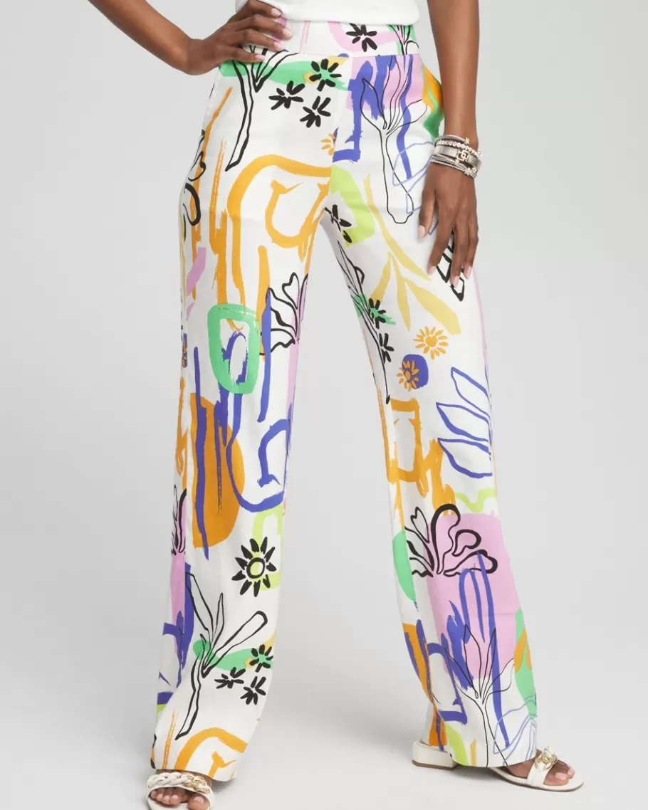 Chico's Linen Blend Surreal Print Pants