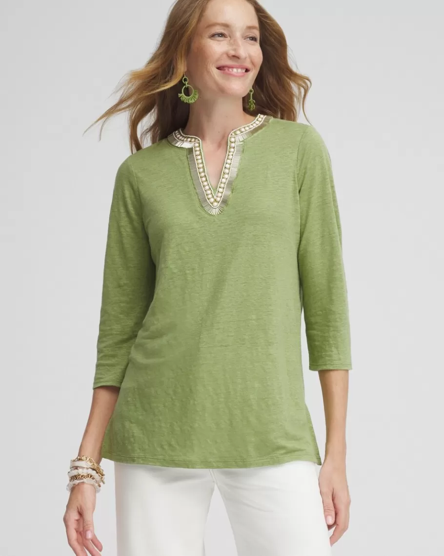 Chico's Linen Embellished Tunic