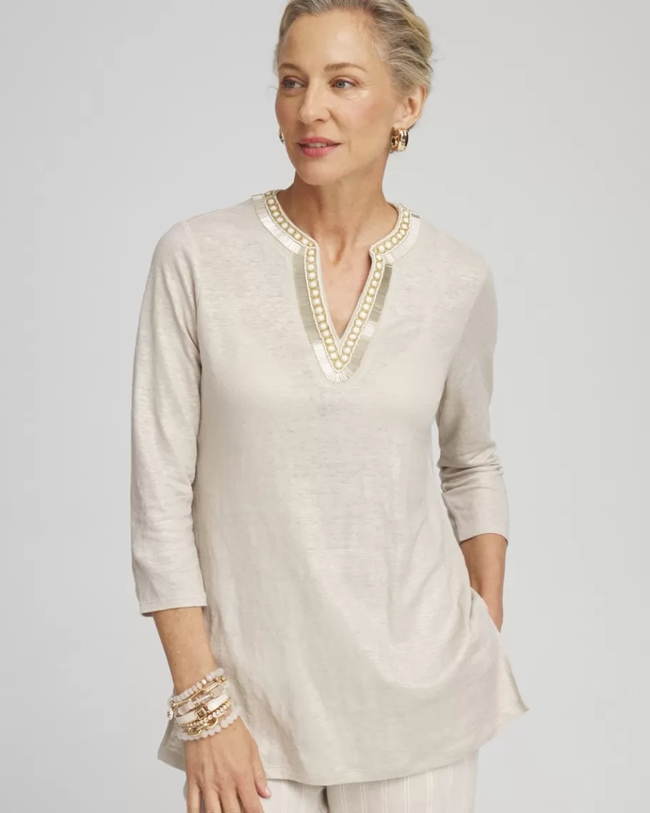 Chico's Linen Embellished Tunic