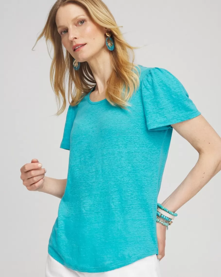 Chico's Linen Flutter Sleeve Tee